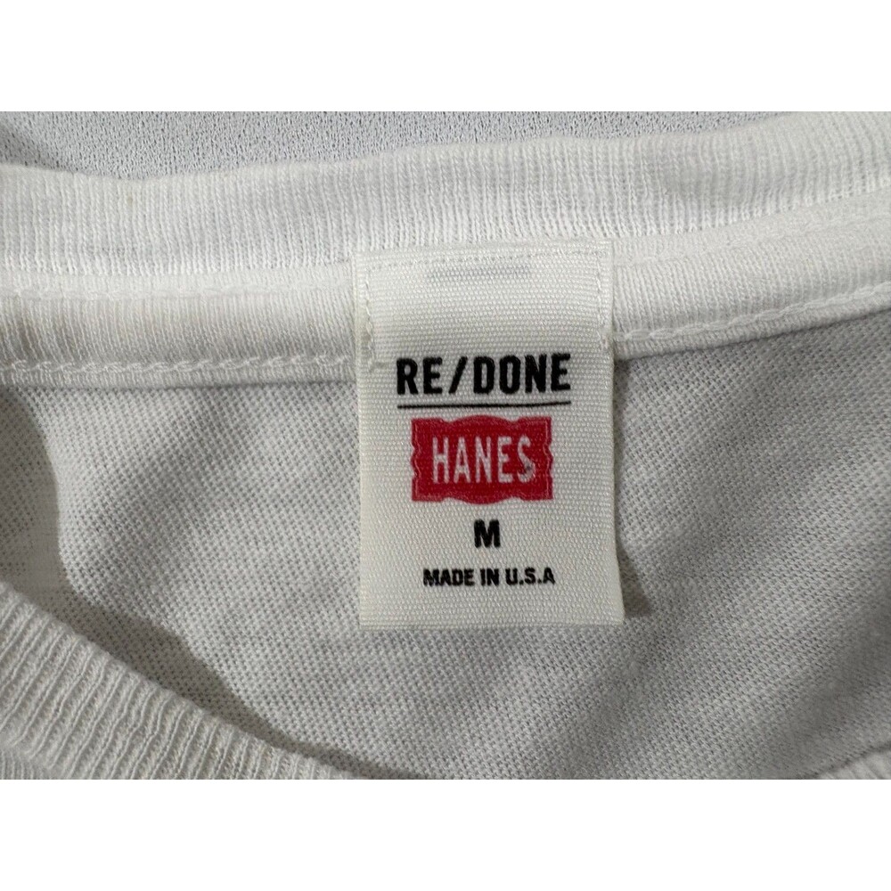 Re/Done x Hanes Shirt Womens Boxy Tee Cotton Crop White Crew Feminist Sz M USA - Picture 6 of 9